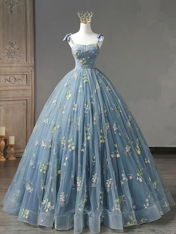 Ball Gown/Princess Sweetheart Tulle Floor-length Prom Dresses With Bow #Milly020121955