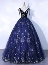 Ball Gown/Princess V-neck Tulle Floor-length Prom Dresses #Milly020121957