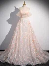 Ball Gown/Princess Off-the-shoulder Lace Court Train Prom Dresses With Flower(s) #Milly020121958