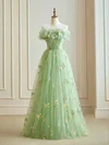 Ball Gown/Princess Straight Tulle Floor-length Prom Dresses With Ruffles #Milly020121959