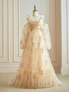 Ball Gown/Princess Sweetheart Tulle Sweep Train Prom Dresses With Ruched #Milly020121960