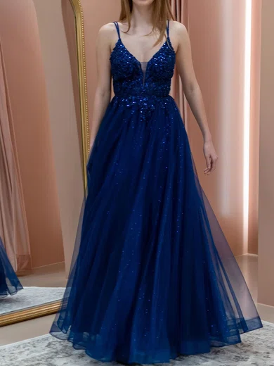 Ball Gown V-neck Tulle Prom Dresses With Appliques #Milly020122015