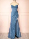 Sheath/Column Cowl Neck Glitter Floor-length Prom Dresses With Split #Milly020121974