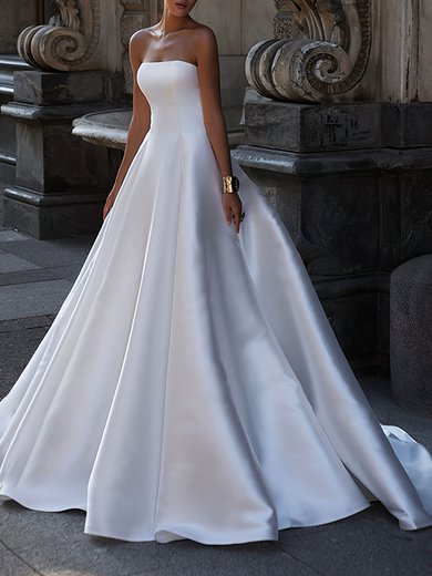 Ball Gown/Princess Straight Satin Watteau Train Wedding Dress #Milly00026858