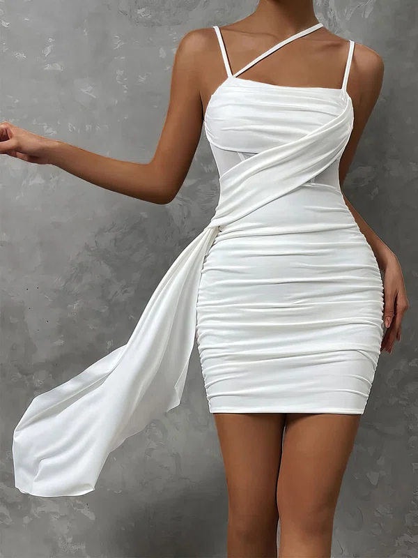 White Ruched Jersey Bodycon Homecoming Dresses #Milly02051852