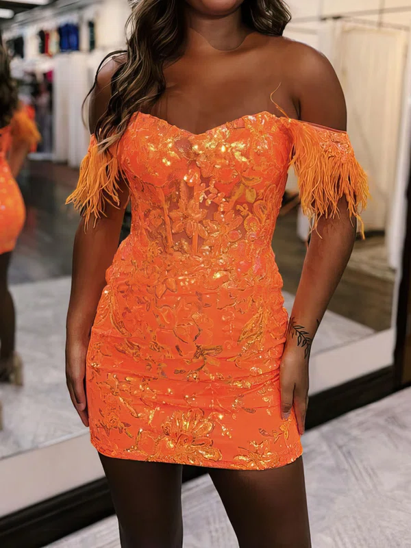 Corset Orange Bodycon Glitter Off-The-Shoulder Homecoming Dresses #Milly02051900