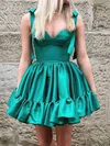 Unique Green Skater Satin Ruffle Homecoming Dresses #Milly02051944