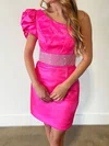 Elegant Bodycon Satin One-Shoulder Beaded Homecoming Dresses #Milly02051946