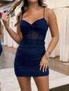 Corset Dark Navy Glitter Bodycon Ruched Homecoming Dresses #Milly02052007