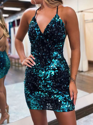 Sparkly Bodycon Sequin V-neck Homecoming Dresses #Milly02052013