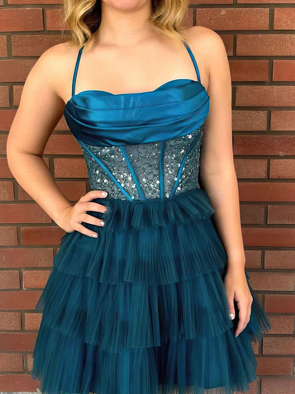 Corset Ink Blue Skater Tulle Tiered Homecoming Dresses #Milly02052040