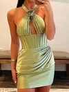 Unique Bodycon Satin Halter Ruched Homecoming Dresses #Milly02052047