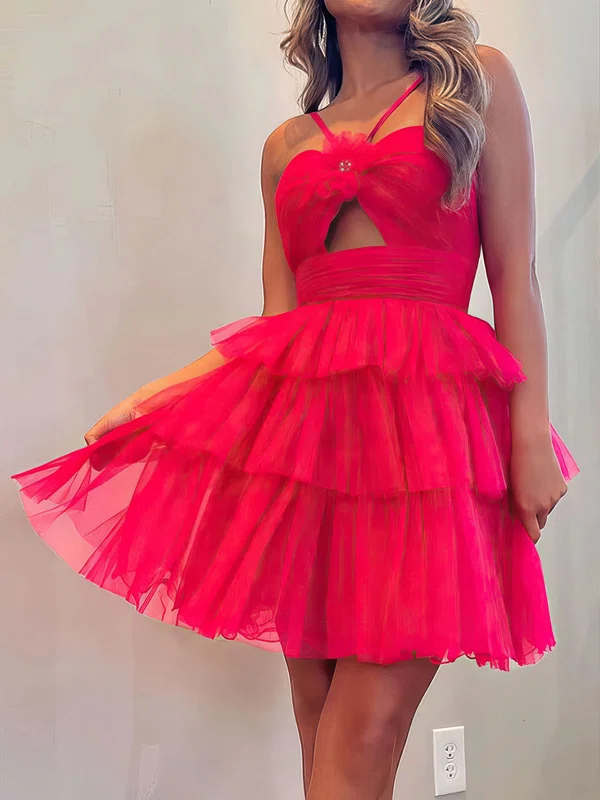 Unique Skater Tulle Cut Out Tiered Homecoming Dresses #Milly02052076