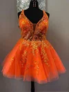 Glitter Skater V-neck Appliques Homecoming Dresses #Milly02052095