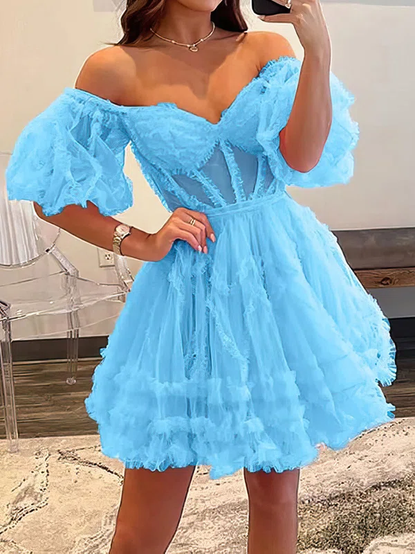 Elegant Skater Tulle Ruffle Homecoming Dresses #Milly02052104