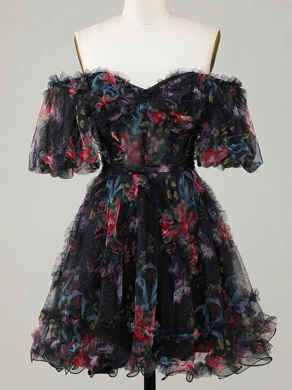 Off-The-Shoulder Tulle Skater Homecoming Dresses #Milly02052108