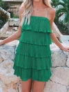 Flowy Green Fitted Chiffon Tiered Pleated Homecoming Dresses #Milly02052147