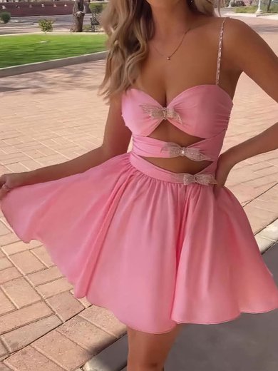 Unique Pink Skater Chiffon Cut Out Homecoming Dresses #Milly02052151