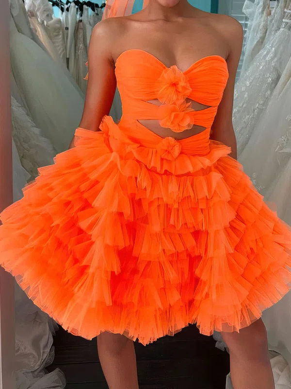 Unique Orange Skater Tulle Ruffle Cut Out Homecoming Dresses #Milly02052159