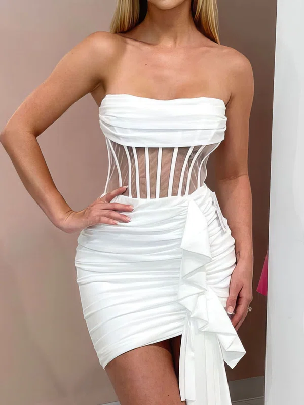 Corset White Tight Jersey Ruffle Homecoming Dresses #Milly02052179