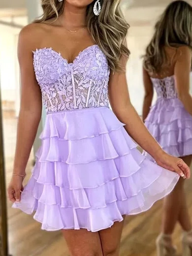 Corset Skater Chiffon Sweetheart Tiered Homecoming Dresses #Milly02052126