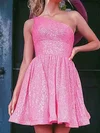 Sparkly Skater Sequin One Shoulder Homecoming Dresses #Milly02052211