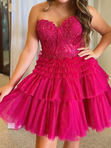 Corset Fuchsia Skater Tulle Tiered Homecoming Dresses #Milly02052225