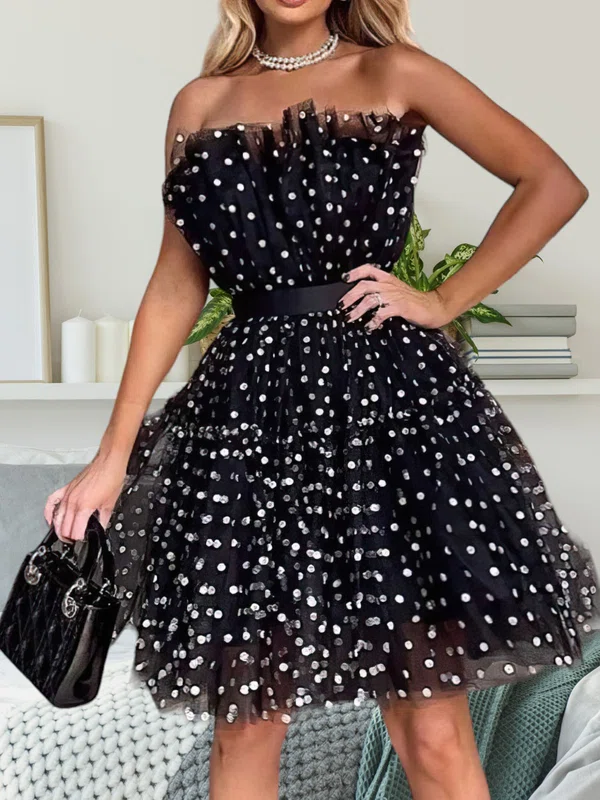 Puffy Black Skater Tulle Ruched Homecoming Dresses #Milly02052274