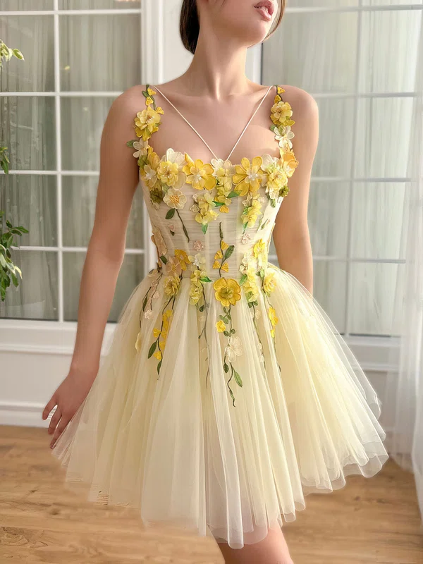 Corset Daffodil Skater Tulle Floral Homecoming Dresses #Milly02052303