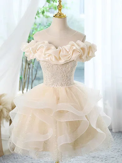 Illusion Glitter Tulle Skater Homecoming Dresses With Ruffles #Milly02052411