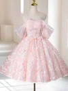 Off-The-Shoulder Tulle Knee-length Skater Homecoming Dresses With Flower(s) #Milly02052416