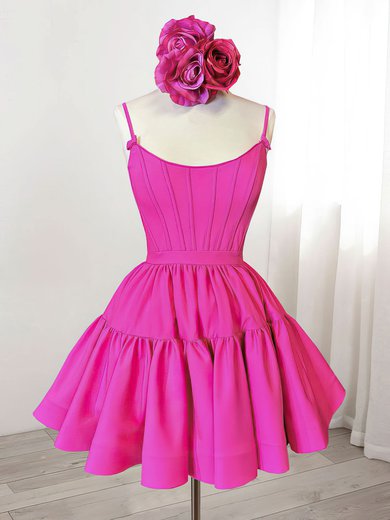 Corset Fuchsia Skater Satin Ruffle Homecoming Dresses #Milly02052428