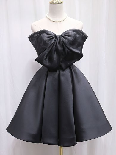 Unique Black Skater Satin Bow Homecoming Dresses #Milly02052430