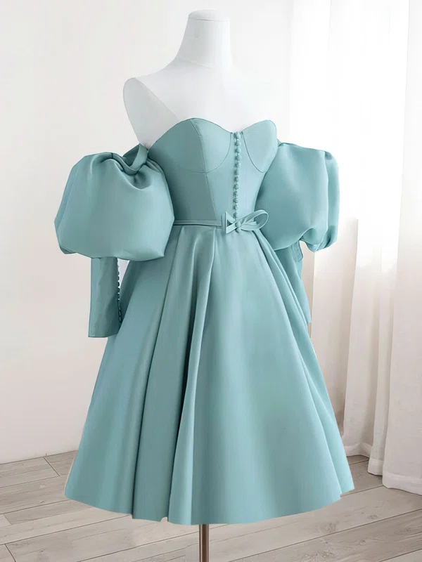 Off-The-Shoulder Satin A-line Homecoming Dresses With Bow #Milly02052433