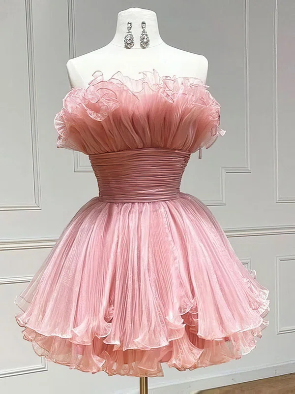 Unique Skater Chiffon Ruffle Ruched Homecoming Dresses #Milly02052434