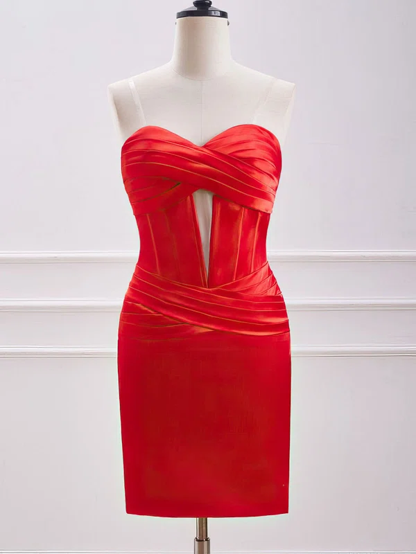 Corset Red Bodycon Satin Cut Out Homecoming Dresses #Milly02052447