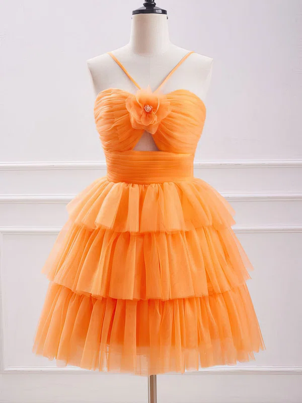 Unique Orange Skater Tulle Tiered Cut Out Homecoming Dresses #Milly02052451