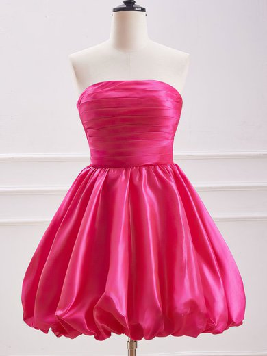 Puffy Fuchsia Skater Satin Ruched Homecoming Dresses #Milly02052452