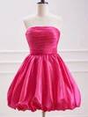 Puffy Fuchsia Skater Satin Ruched Homecoming Dresses #Milly02052452