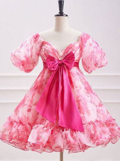 Cute Fuchsia Skater Organza Ruffle Homecoming Dresses #Milly02052453