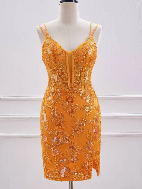 Corset Orange Bodycon Glitter Lace Homecoming Dresses #Milly02052463