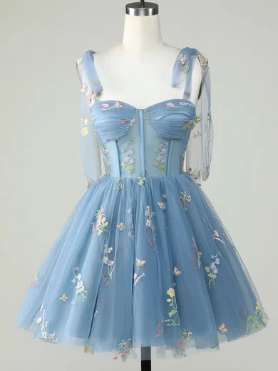 Sweetheart Tulle Skater Homecoming Dresses With Flower(s) #Milly02052489