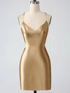 V-neck Satin Bodycon Homecoming Dresses With Ruched #Milly02052490