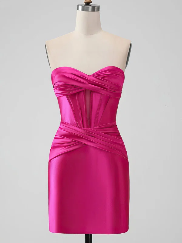 Sweetheart Satin Bodycon Homecoming Dresses With Ruched #Milly02052495