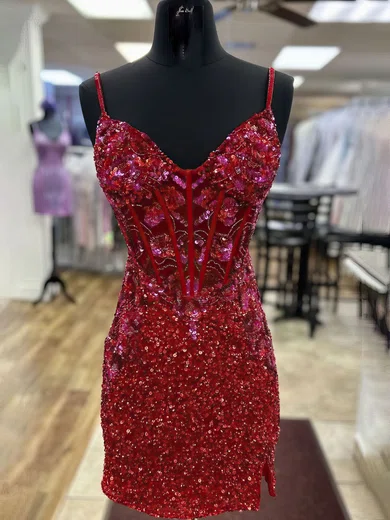 V-neck Velvet Sequin Bodycon Homecoming Dresses With Beading #Milly02052509
