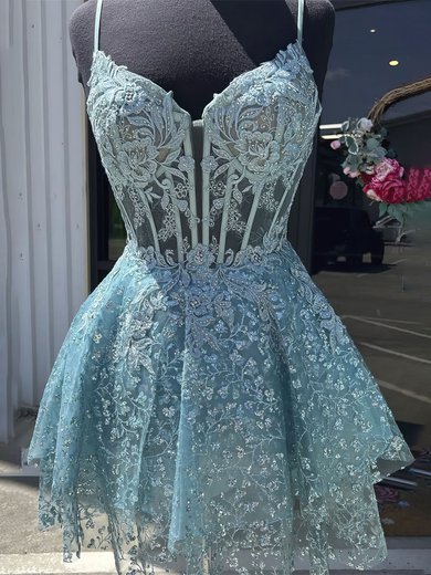 Corset Skater Glitter Tulle Appliques Homecoming Dresses #Milly02052511