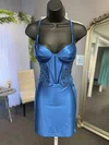 V-neck Satin Bodycon Homecoming Dresses With Appliques Lace #Milly02052512