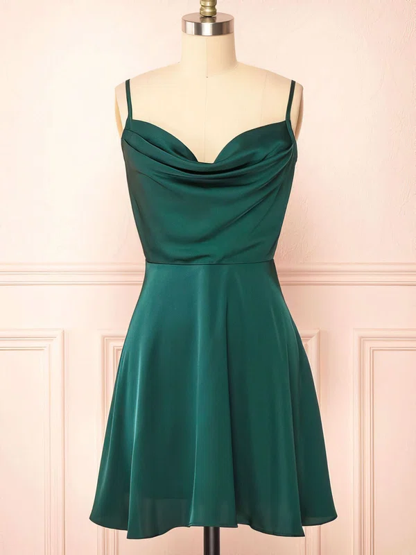 A-line Cowl Neck Chiffon Homecoming Dresses #Milly02052539