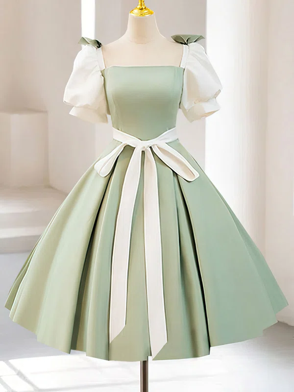 Square Neckline Satin Skater Homecoming Dresses #Milly02052588