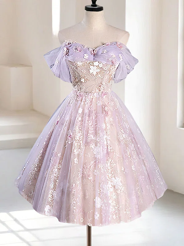 Glitter Lilac Skater Off-The-Shoulder Homecoming Dresses #Milly02052590